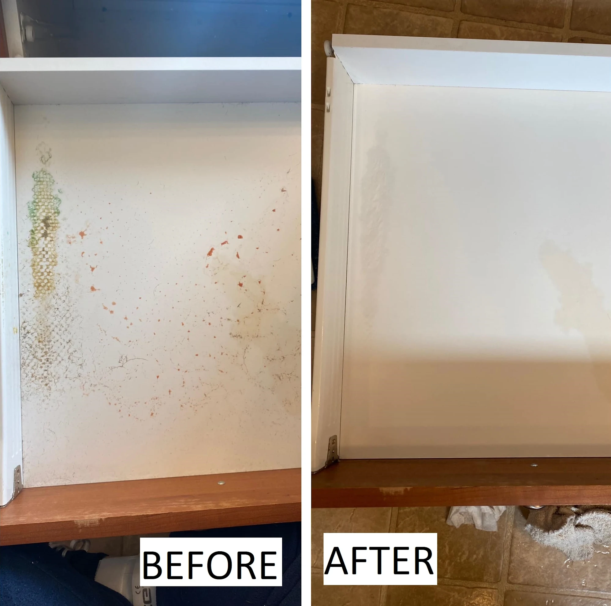 Before and after photo from a Monique's Cleaning Services LLC visit — before & after