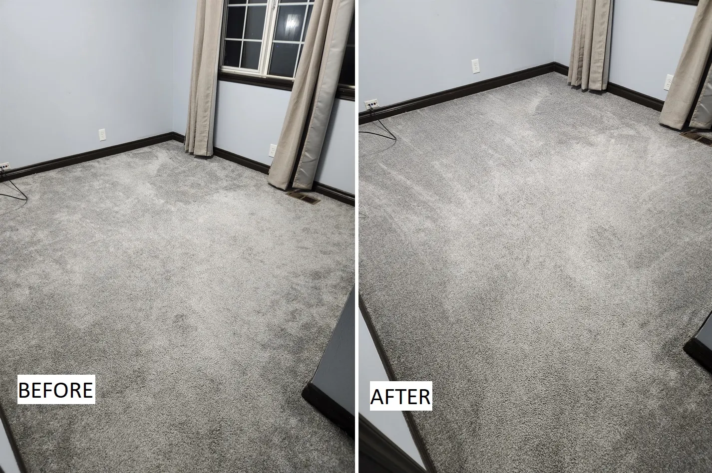 Before and after photo from a Monique's Cleaning Services LLC visit — floor cleaning